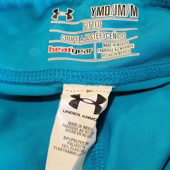 Girl's Youth Fitted Under Armour Heatgear Capri Leggings Size Medium Blue - Picture 6 of 6